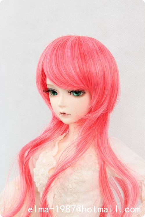 Heat resisting Fiber pink and white wig for bjd doll - Click Image to Close